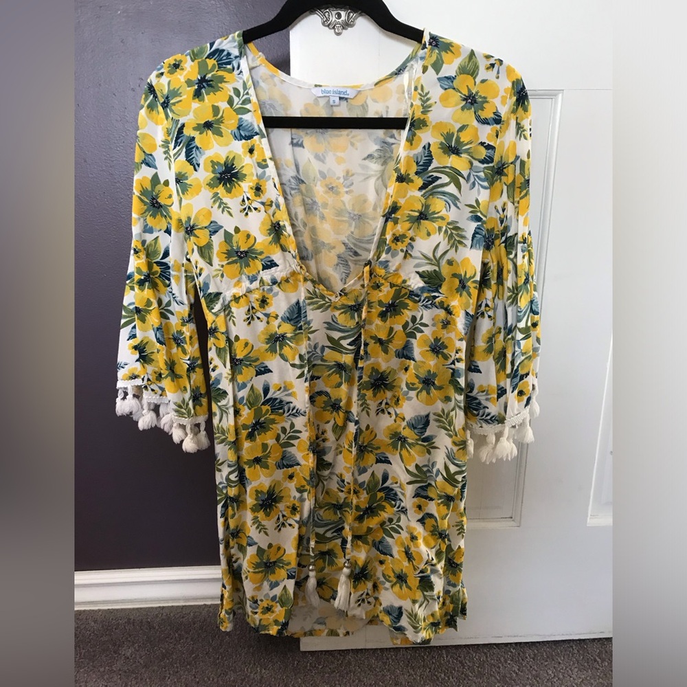 Blue Island - Yellow Floral Swim Coverup